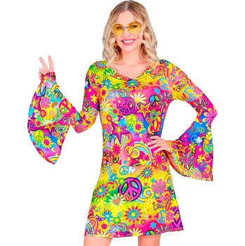 Karnevalový kostým Dámské hippie šaty z 60. let, peace & love - S