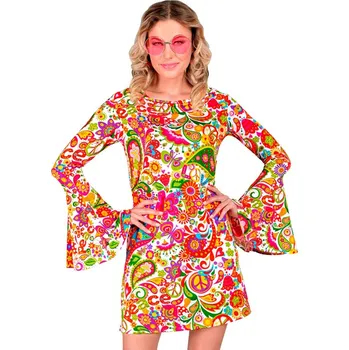 Karnevalový kostým Dámské hippie šaty, peace - XXL