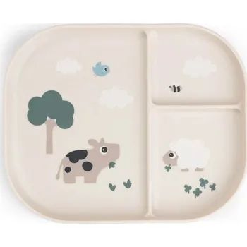 Talíř DONE BY DEER Foodie Dělený talíř Tiny farm pískový