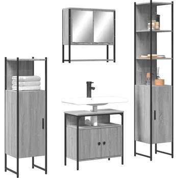 Koupelnový nábytek vidaXL 4dílný set koupelnového nábytku kompozitní dřevo [3214705] Barva: šedá sonoma