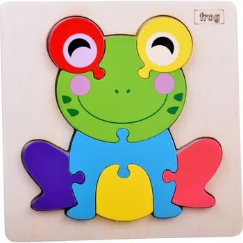 puzzle pro nejmenší Dřevěné puzzle Žába 7 dílků