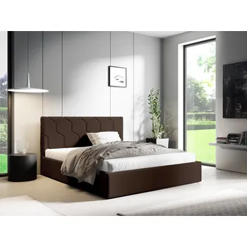 Postel Eka Čalouněná postel MEDOX 180x200 cm Barva látky Trinity: (2308) Tmavá hnědá, Úložný prostor: Bez úložného prostoru