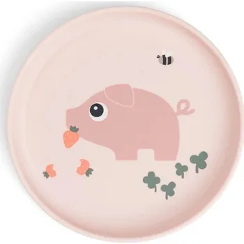 dětský talíř DONE BY DEER Foodie Talíř Tiny Farm růžový