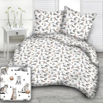 Bavlněná látka, metráž. Kočky a klubko na Bílém