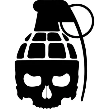 Samolepicí dekorace na vozidlo Samolepka skull granát na auto a motorku, tuning nálepka (5838)