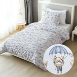 Dětské bavlněné ložní povlečení Sandra SA-469 Zvířátka s padáky na světle modrém Jednolůžko 140x200 a 70x90 cm