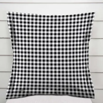 Povlak na dekorativní polštářek Bavlněný povlak na polštář s lemem Sandra SA-060 Černo-bílé kostičky 40 x 40 cm