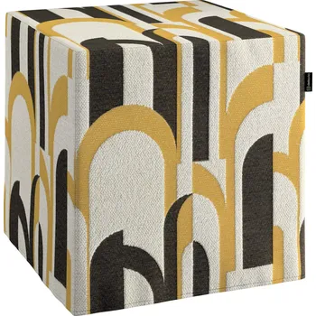 Taburet Sedák Cube - kostka pevná 40x40x40, černá a žlutá, 40 x 40 x 40 cm, Cosy Home