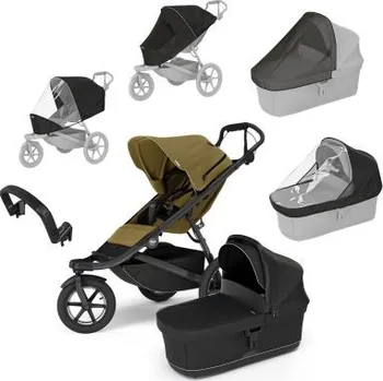 Kočárek Thule Výhodný set Urban Glide 3 Kompletní kočárek + Pláštěnka + Moskytiéra + Madlo - Green/Black