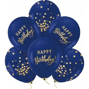 Balónek Balónky Happy Birthday Granátově Zlaté Mix 6 kusů