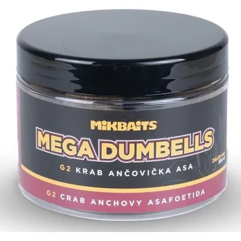 Boilies Mikbaits - Gangster mega dumbells 500ml, 24 x 30mm, G2 krab ančovička asa