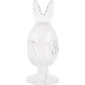 Dóza na potraviny Skleněná diagonálně pruhovaná dóza na podstavci s králičími oušky na víčku – 9x22