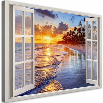 Obraz Obraz na plátně, Pohled z okna Moře západ slunce 60x40