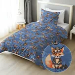 Dětské bavlněné ložní povlečení Sandra SA-581 Zvířátka vynálezci na modrém Jednolůžko 140x200 a 70x90 cm