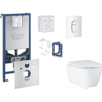 WC sada Grohe Rapid SLX - Set předstěnové instalace, klozetu, sedátka SoftClose, tlačítka Arena Cosmopolitan a sady pro vhazování tablet, alpská bílá SANI11BB3143