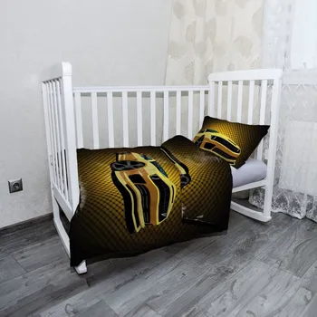 Povlečení Sablio Mikroplyšové dětské povlečení do postýlky Chevrolet Camaro Žlutá mřížka - 120x90 / 40x60