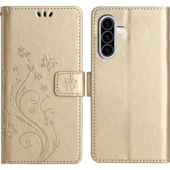Pouzdro na mobilní telefon Flowers knížkové pouzdro na Samsung Galaxy A36 5G - zlaté
