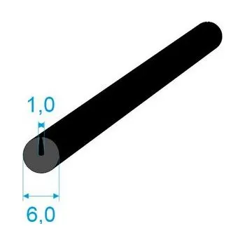350063 Pryžový profil kruhový, průměr 6mm, drážka 1mm, 70°Sh, EPDM, -40°C/+100°C