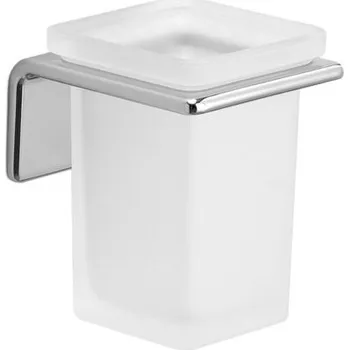 Držák na kartáček Gedy IL GIGLIO sklenka, mléčné sklo, chrom