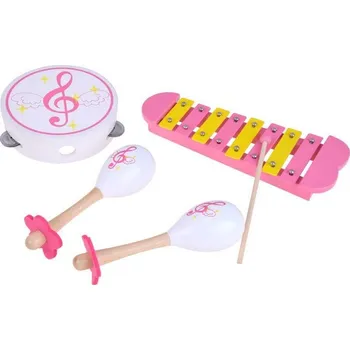Hudební nástroj pro děti Dřevěné hudební nástroje - Tamburína, maraky, xylofon 6 ks