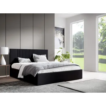 Postel Eka Čalouněná postel LINA 90x200 cm Barva látky Trinity: (2316) Černá, Úložný prostor: Bez úložného prostoru