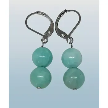 Náušnice Amazonitové naušnice 8mm s chirurgickou ocelí