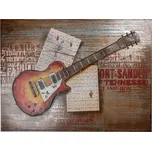 Kovový obraz na zeď s reliéfem kytarové sólo a noty – 100x75 cm + doprava zdarma