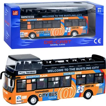 autíčko Kovový patrový autobus se zvuky a světly Oranžová