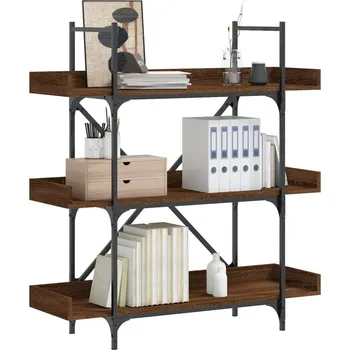 Knihovna vidaXL Knihovna se 3 policemi 100x33x108,5 cm kompozitní dřevo [837689] Barva: hnědý dub