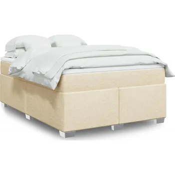 Postel vidaXL Box spring postel s matrací 160x200 cm textil [3285149] Barva: krémová