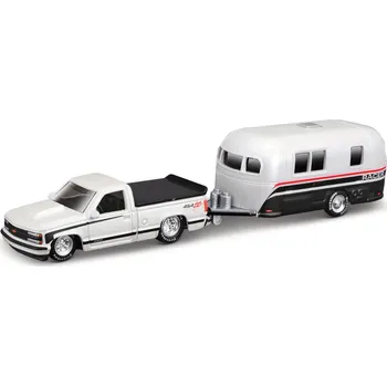 autíčko Maisto - Design Tow & Go, 1993 Chevrolet 454 SS Pick-up Camper Trailer, 1:64