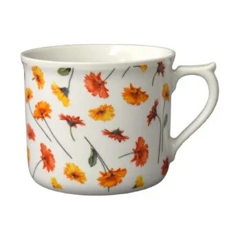 Hrnek porcelánový, karlovarský porcelán Leander Loučky, gerbery