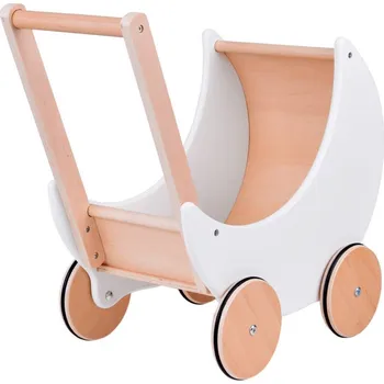 Kočárek pro panenku Dřevěný kočárek pro panenky White Moon