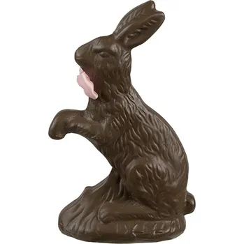 Dekorace čokoládový zajíček s růžovou mašlí Zoete Pasen – 13 cm