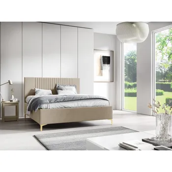 Postel Eka Čalouněná postel LINA+ 90x200 cm Barva látky Trinity: (2302) Krémová, Úložný prostor: Bez úložného prostoru