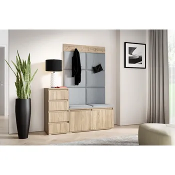 Předsíňová stěna Eka Předsíňová stěna s čalouněnými panely Trinity 34 - Sonoma /Šedá 2314