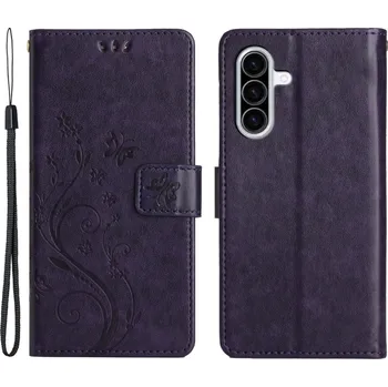 Pouzdro na mobilní telefon Flowers knížkové pouzdro na Samsung Galaxy A26 5G - tmavěfialové