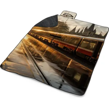 deka Sablio Plážová deka Vlak na nádraží při východu slunce: 200x140 cm