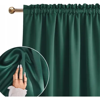 Obraz Hotový závěs zatemňovací na pásce s žabkami 140x250 Laurel, silný, zelený