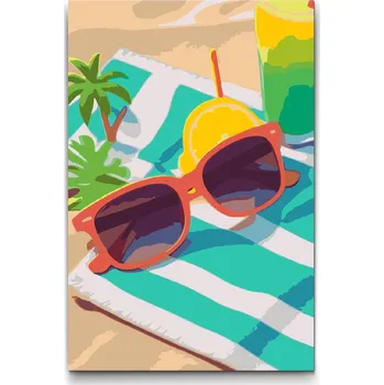 Malování podle čísel - Sluneční brýle Velikost: 20x30cm, Rámování: Pouze srolované plátno