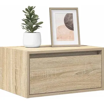 Noční stolek vidaXL Nástěnný noční stolek s LED osvětlením [860217] Barva: dub sonoma