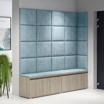 Předsíňová stěna Eka Předsíňová stěna s čalouněnými panely Trinity 3 - Sonoma / Světlá modrá 2322