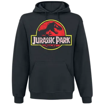 Pánská mikina Mikina s kapucí z Jurassic Park - Distressed Logo - Muži - černá