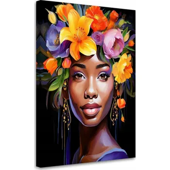 Obraz Obraz na plátně, Žena Květiny Abstrakce 60x90