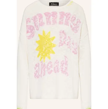 Dámský svetr Grace Dámský Svetr S Příměsí Lnu A S Flitry, bílá / růžová /...