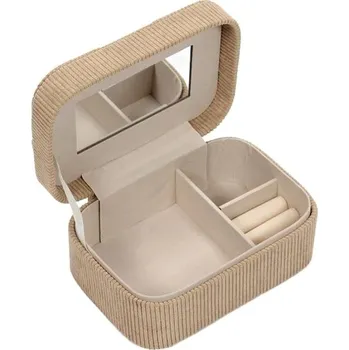 Šperkovnice Home Styling Collection Malá šperkovnice, manšestr 19 × 13,5 × 8 cm, hnědá