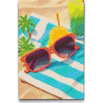 Diamantové malování Diamantové malování - Sluneční brýle Velikost: 20x30cm, Rámování: Pouze srolované plátno, Diamanty: Kulaté