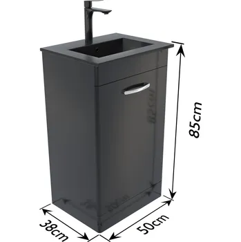 Koupelnový nábytek Skříňka pod umyvadlo stojící 50 cm černá lakovaná vysoký lesk OMEBLE