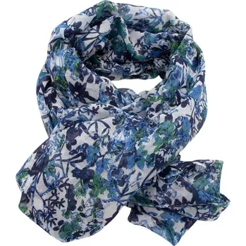 Šála Mareb Dámský květinový šátek v jemných modrých tónech