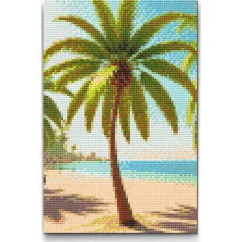 Diamantové malování Diamantové malování - Palma na pláži Velikost: 20x30cm, Rámování: Pouze srolované plátno, Diamanty: Čtvercové